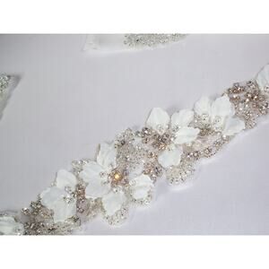 Floral bridal belt, beaded bridal belt bridal dress belt, rhinestone bridal belt